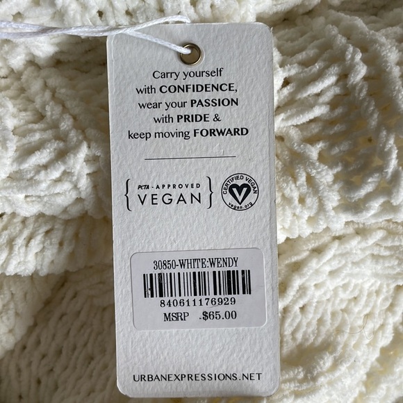 NWT- Urban Expressions white Wendy vegan leather bag with detachable chain - Picture 8 of 11